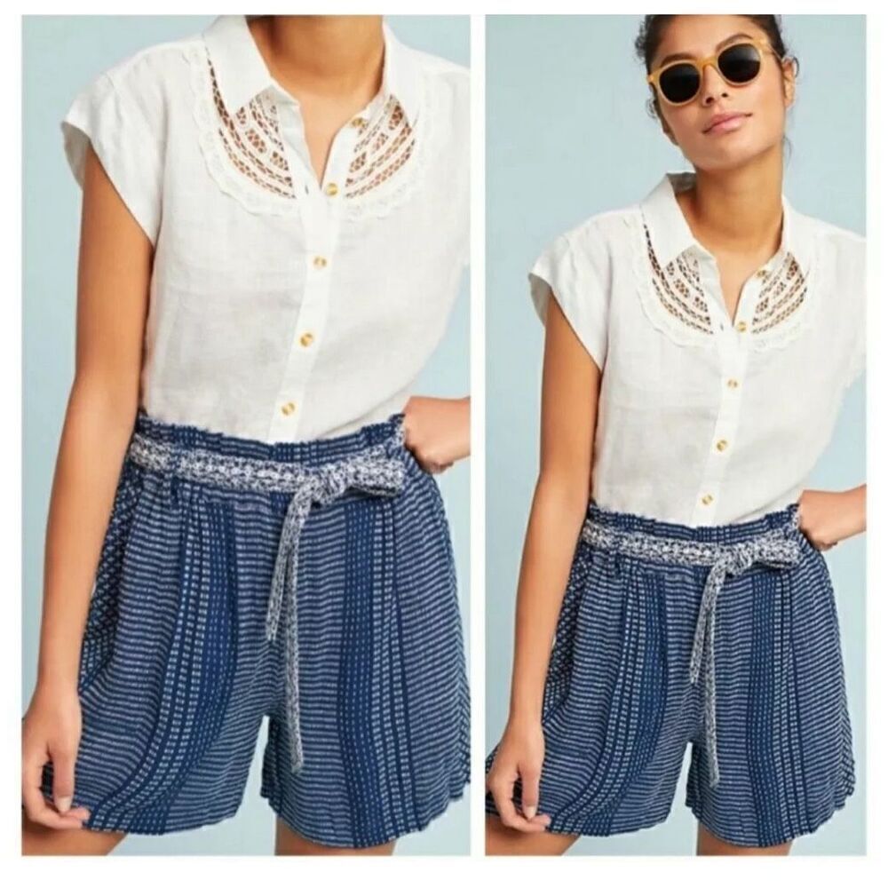 Anthropologie Augustine Belted Flowy Shorts Size S
